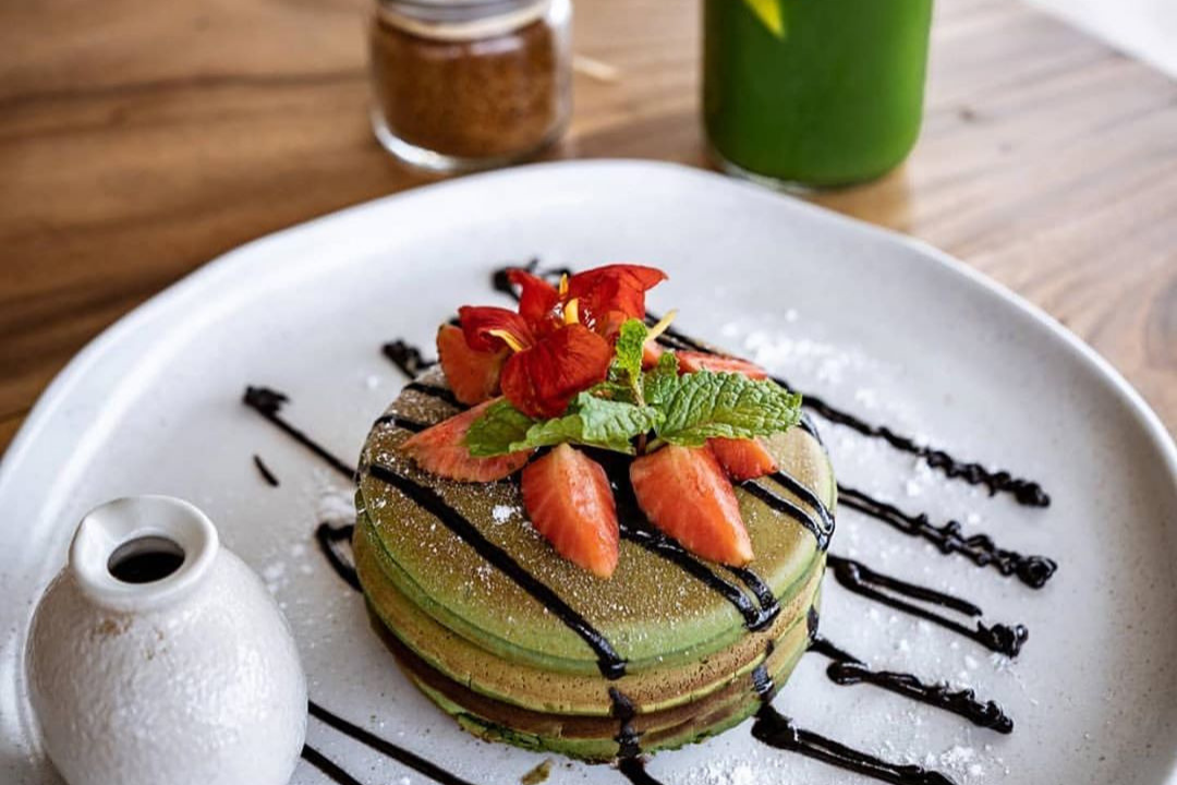 vegan matcha pancakes in Canggu Bali